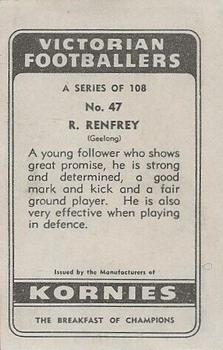 1949 Kornies Victorian Footballers #47 Russell Renfrey Back